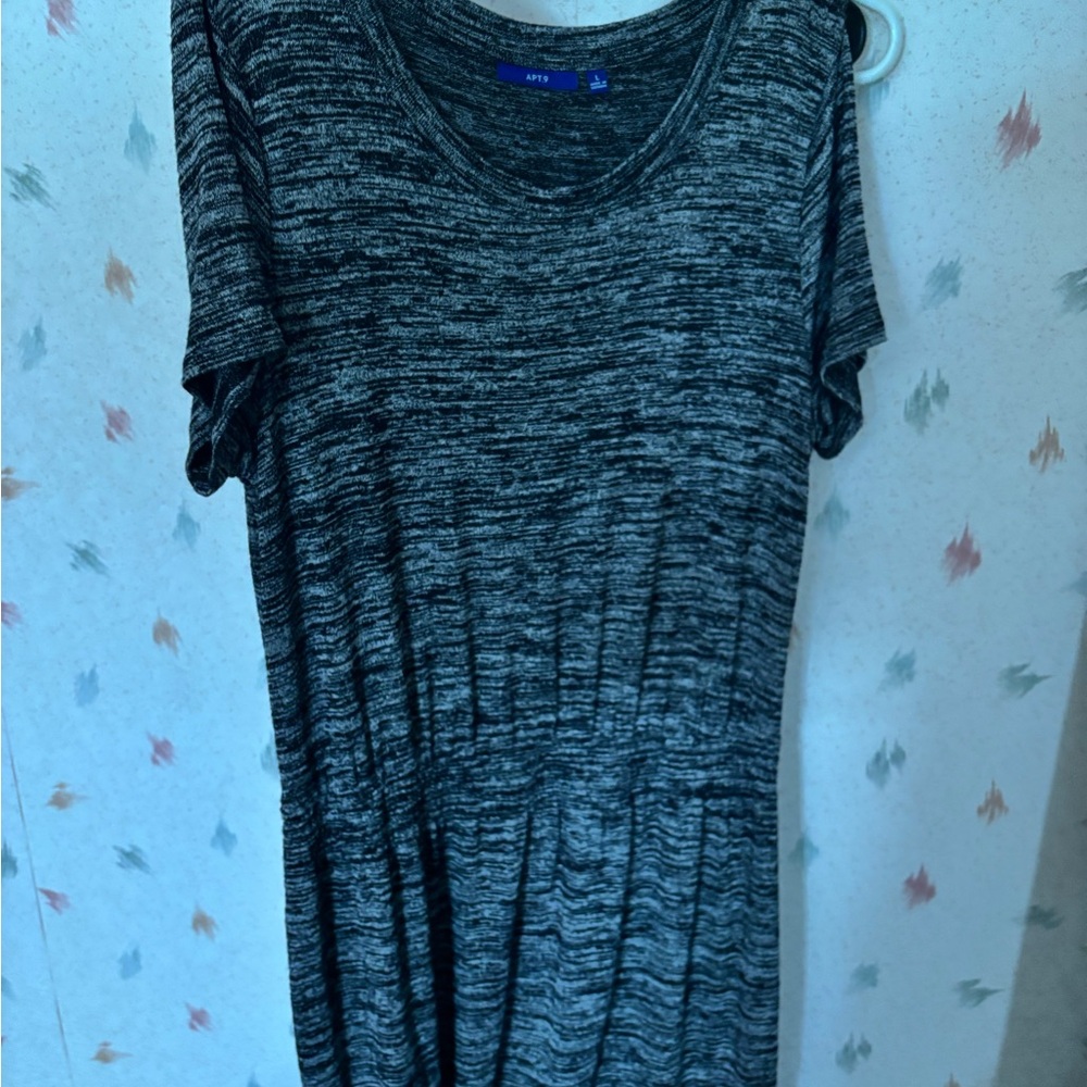 Apt. 9 Black Relaxed Pleated Short Sleeve Tee